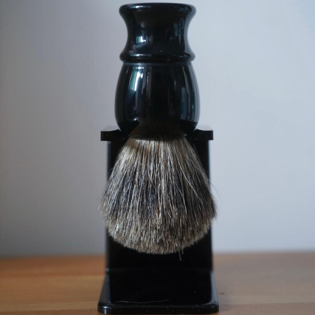 BLADGER Badger Black Shaving Brush with Black Brush Holder