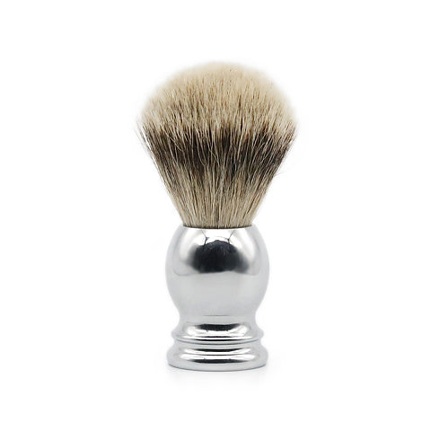 Ubersuave Eco-Razor 545 Chrome Ball Handled Shaving Brush (Premium Silver Tip Badger Hair)