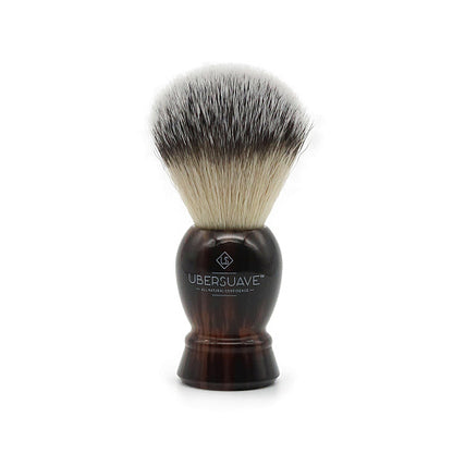 Ubersuave Eco-Razor 520 Coffee Tortoiseshell Resin Shaving Brush (Synthetic Silvertip)