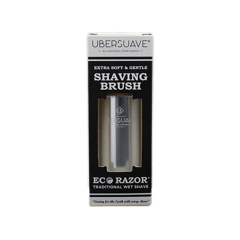 Ubersuave Eco-Razor model 8 silver small travel shaving brush (synthetic silver tip)