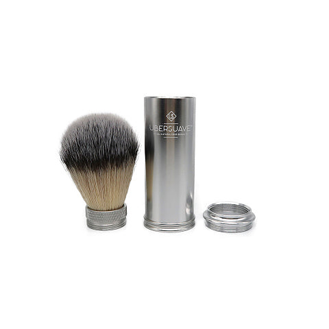 Ubersuave Eco-Razor model 8 silver small travel shaving brush (synthetic silver tip)