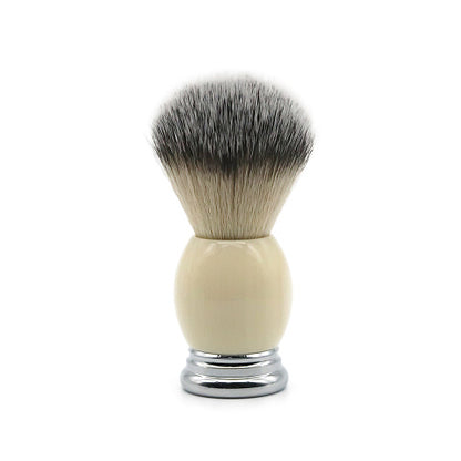 Ubersuave Eco-Razor model 18 large knot imitation ivory ball handle shaving brush (synthetic silver tip)