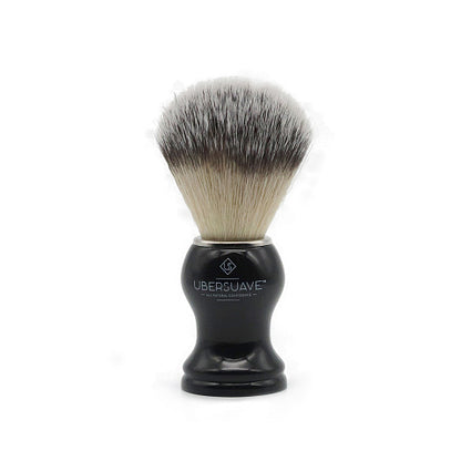 Ubersuave Eco-Razor 510 Black Chrome Faux Ebony Shaving Brush (Synthetic Silver Tip)