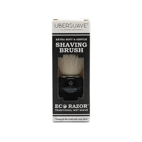 Ubersuave Eco-Razor 510 Black Chrome Faux Ebony Shaving Brush (Synthetic Silver Tip)