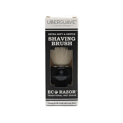Ubersuave Eco-Razor 510 Black Chrome Faux Ebony Shaving Brush (Synthetic Silver Tip)